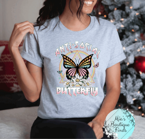 Anti Social Butterfly  Adult T-shirt