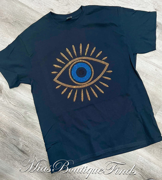 Evil Eye Rhinestone Adult T-shirt